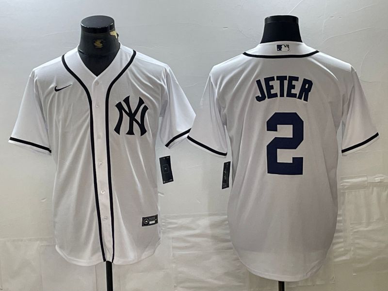 Men New York Yankees #2 Jeter White Third generation joint name Nike 2024 MLB Jersey style 1->new york yankees->MLB Jersey